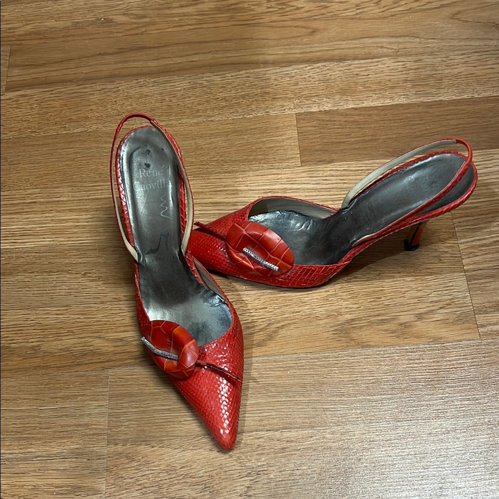 Rene Caovilla Red Slingback Heels